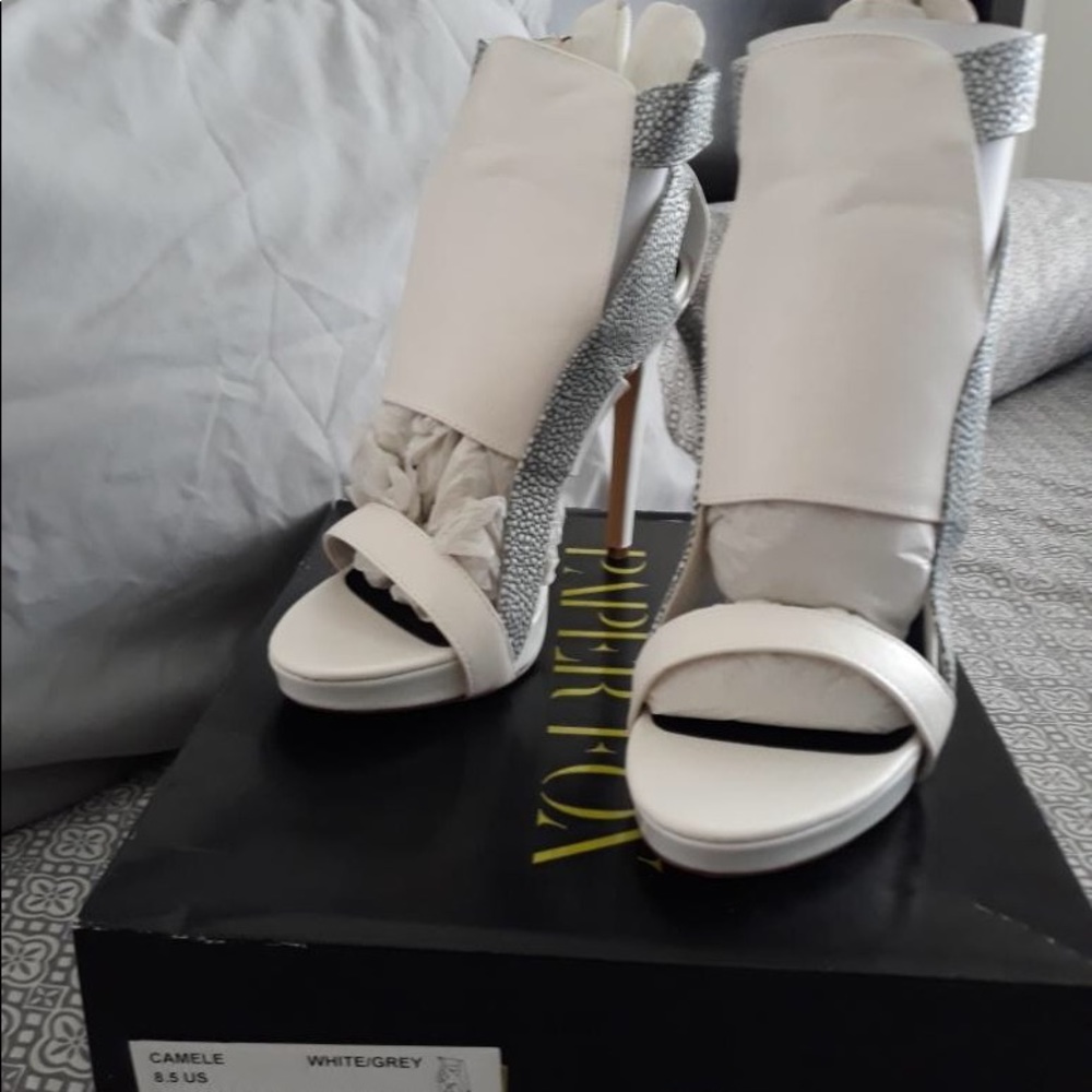 White and Grey Heels size 8.5